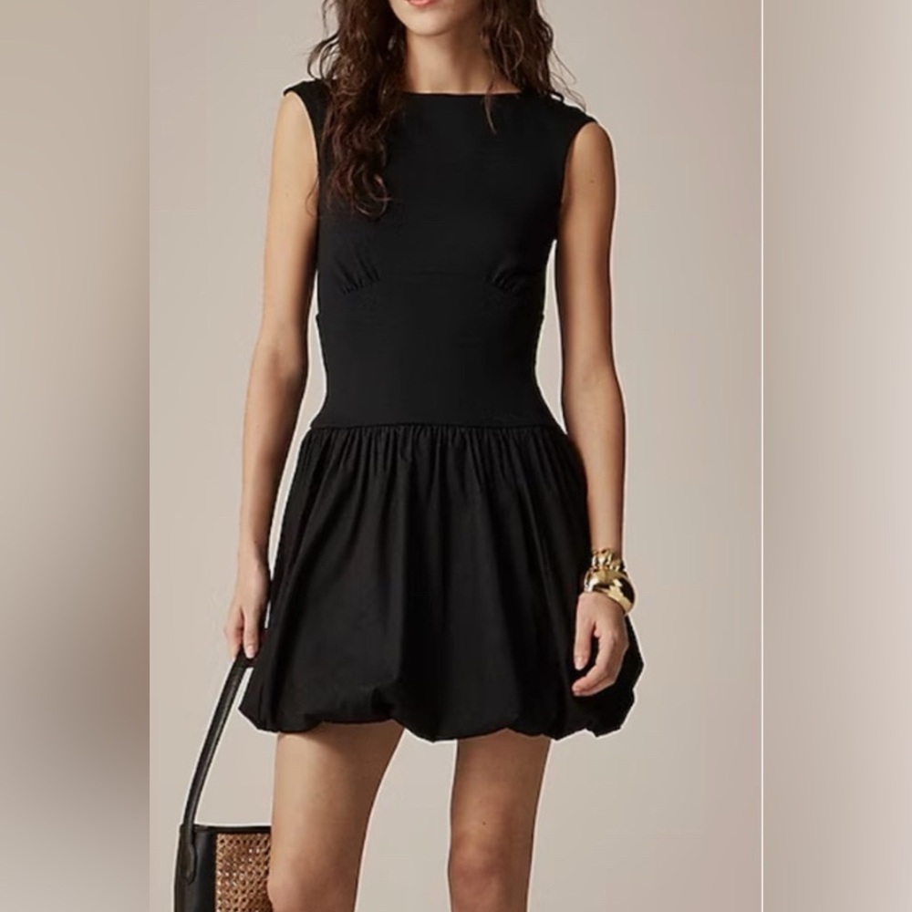 J. Crew Black Bubble Mini Mixy Dress